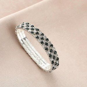 Light Black White Diamond Elastic Band Stretch Bracelet